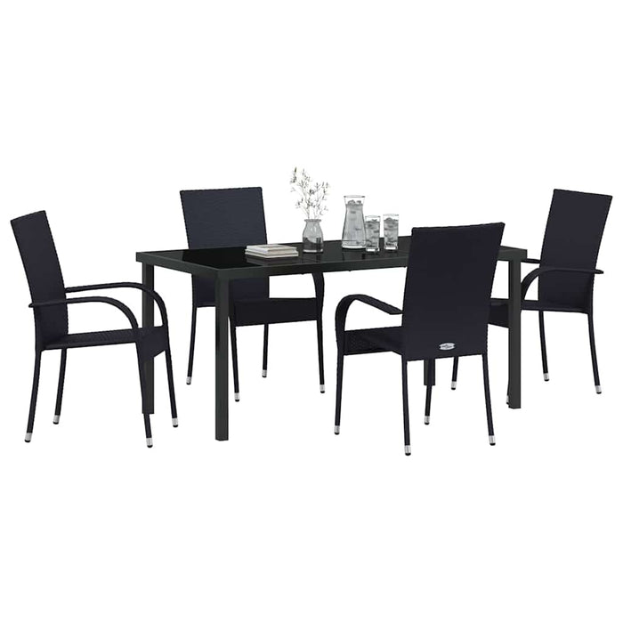 Set de masă pentru grădină 5 pcs Negru - WALTI WALTI