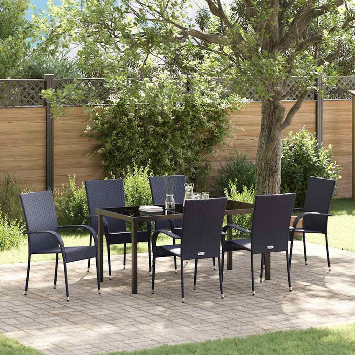 Set de masă pentru grădină 7 pcs Negru - WALTI WALTI