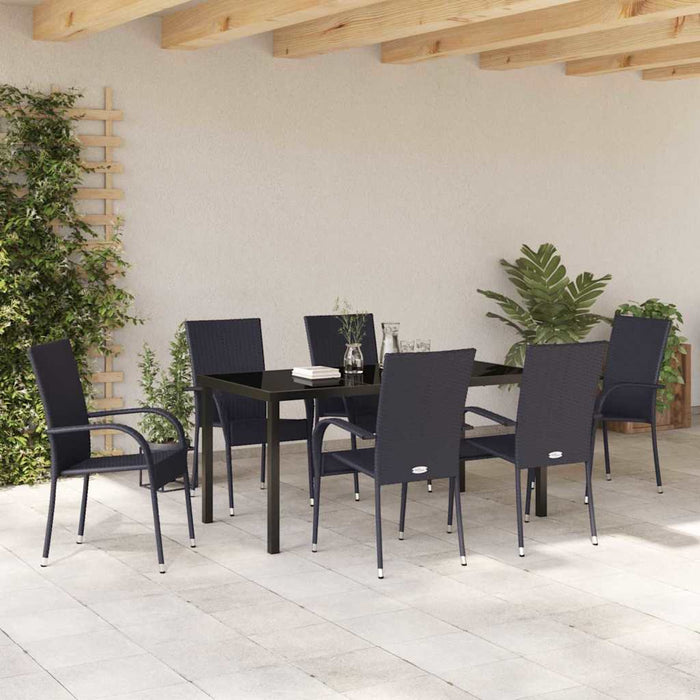 Set de masă pentru grădină 7 pcs Negru - WALTI WALTI