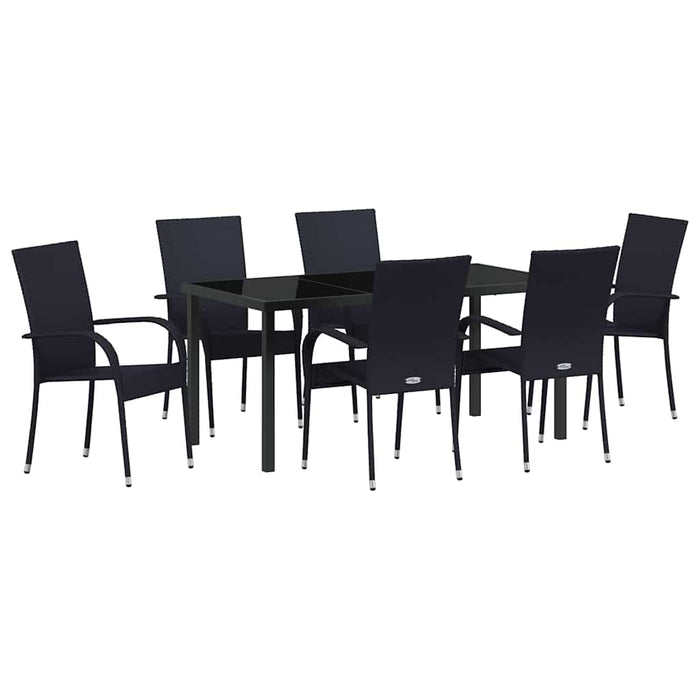 Set de masă pentru grădină 7 pcs Negru - WALTI WALTI