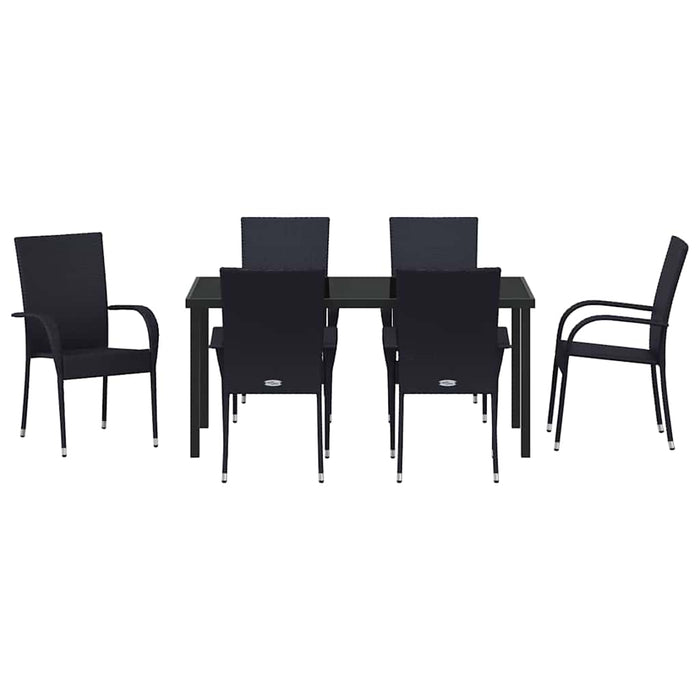 Set de masă pentru grădină 7 pcs Negru - WALTI WALTI
