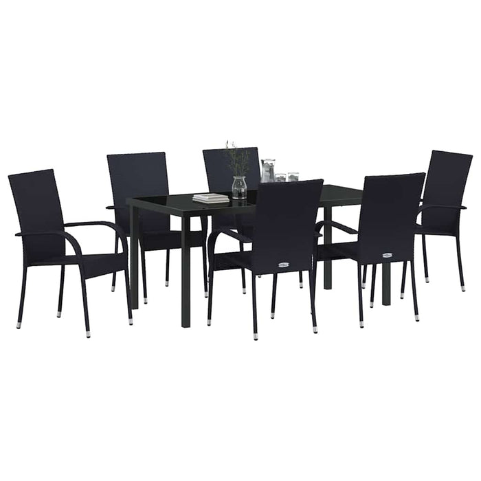 Set de masă pentru grădină 7 pcs Negru - WALTI WALTI