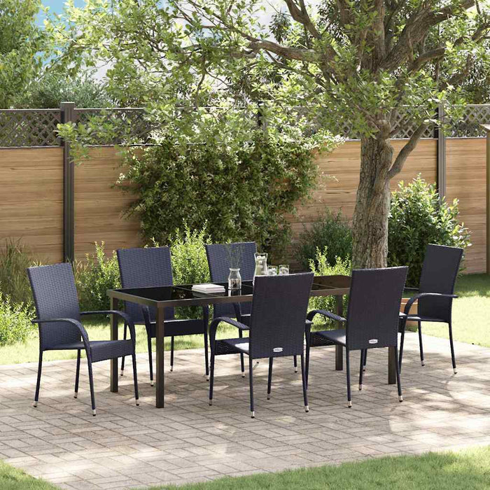 Set de masă pentru grădină 7 pcs Negru - WALTI WALTI