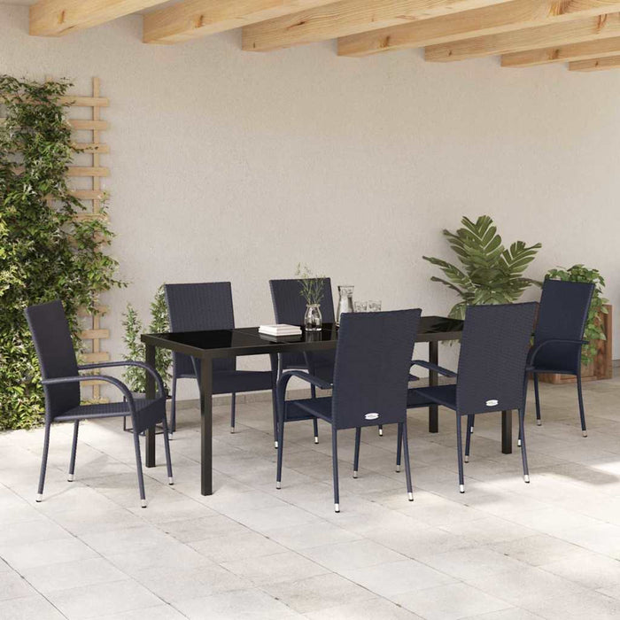 Set de masă pentru grădină 7 pcs Negru - WALTI WALTI