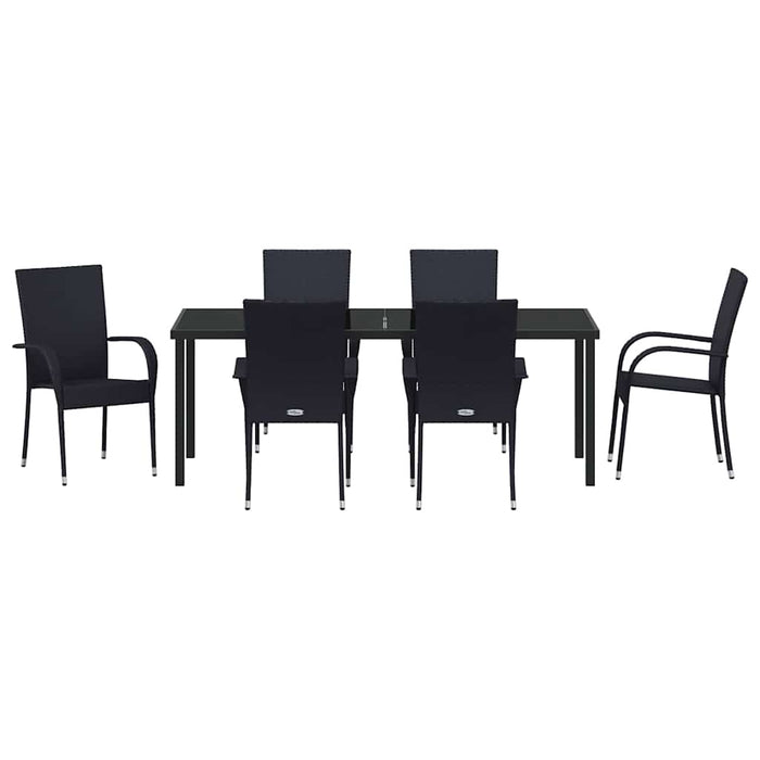 Set de masă pentru grădină 7 pcs Negru - WALTI WALTI