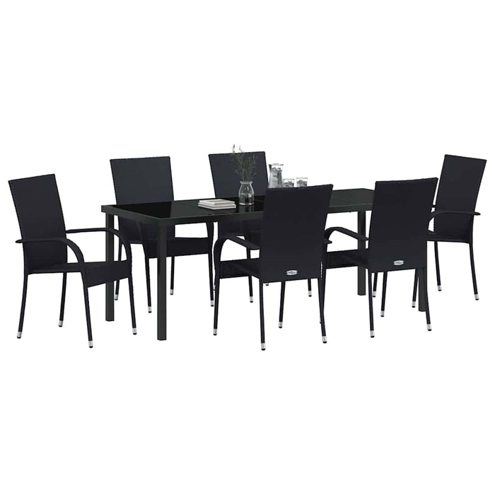 Set de masă pentru grădină 7 pcs Negru - WALTI WALTI