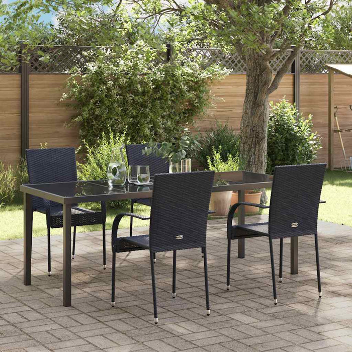 Set de masă pentru grădină 5 pcs Negru - WALTI WALTI