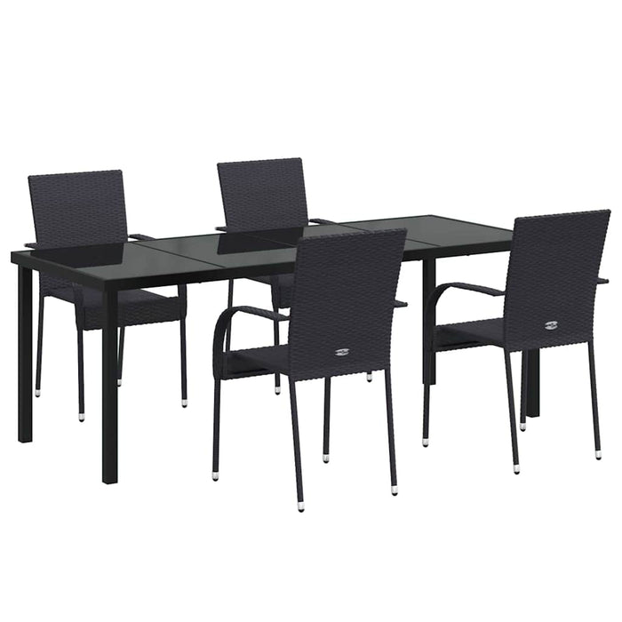 Set de masă pentru grădină 5 pcs Negru - WALTI WALTI