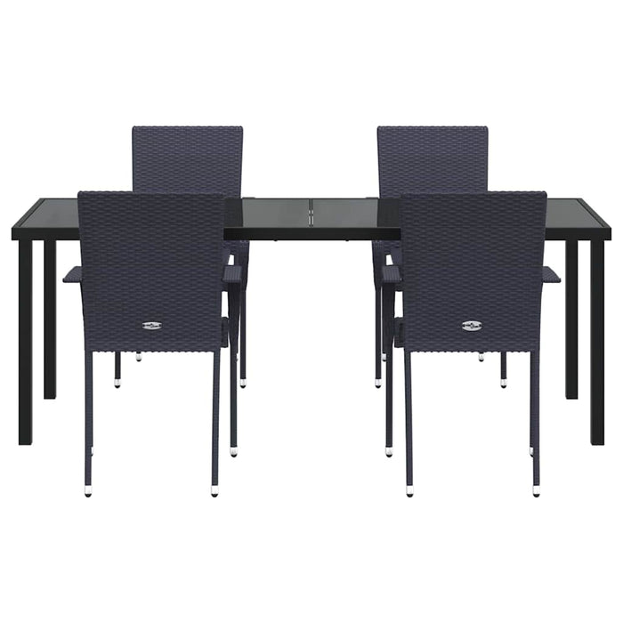 Set de masă pentru grădină 5 pcs Negru - WALTI WALTI