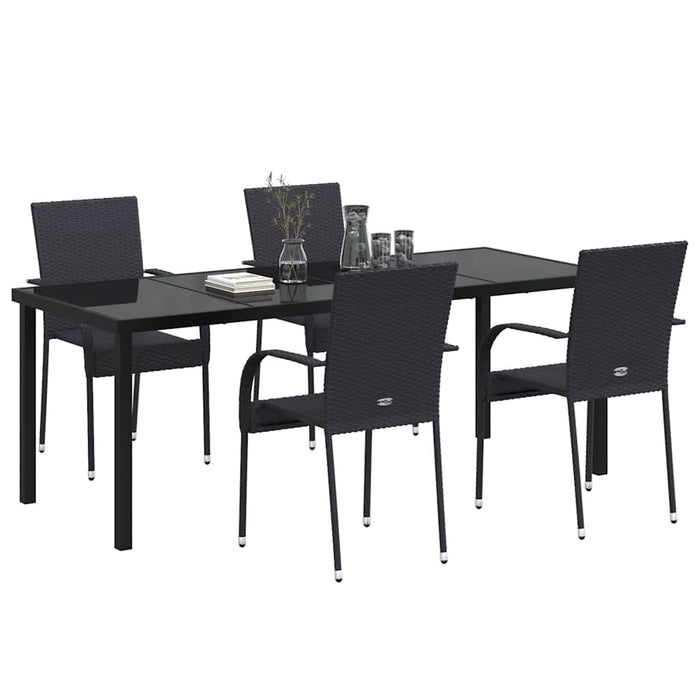 Set de masă pentru grădină 5 pcs Negru - WALTI WALTI
