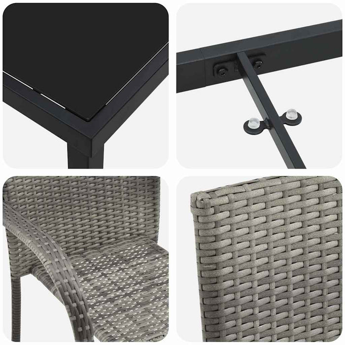 Set de masă pentru grădină 3 pcs Gri Ratan PE - WALTI WALTI