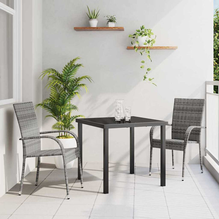 Set de masă pentru grădină 3 pcs Gri Ratan PE - WALTI WALTI