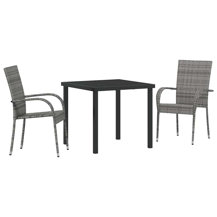 Set de masă pentru grădină 3 pcs Gri Ratan PE - WALTI WALTI
