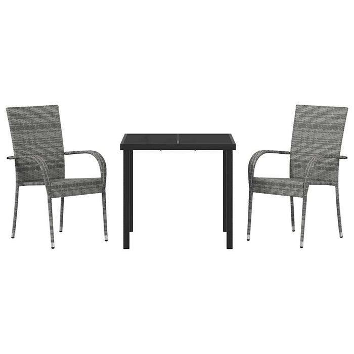 Set de masă pentru grădină 3 pcs Gri Ratan PE - WALTI WALTI