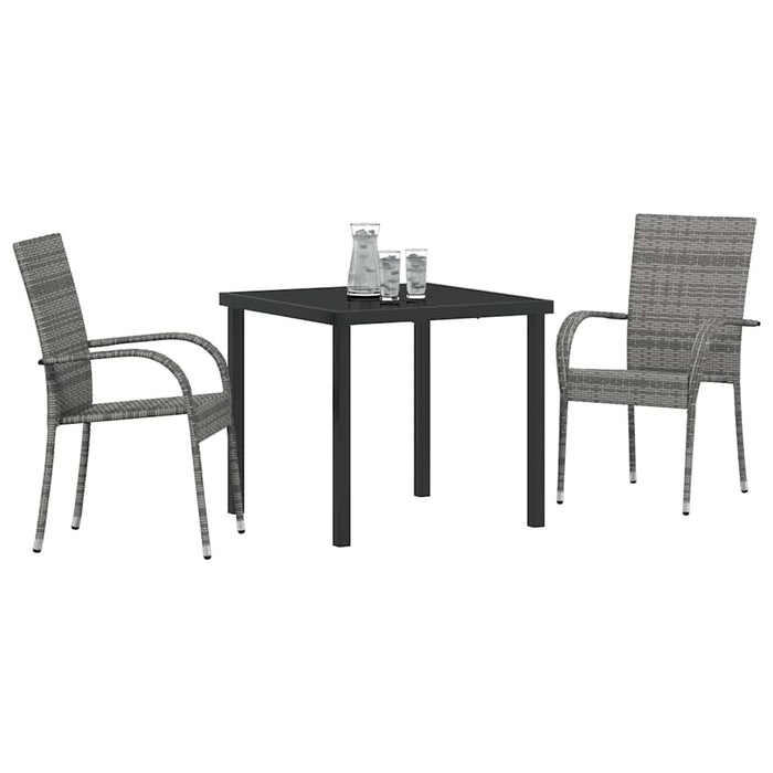 Set de masă pentru grădină 3 pcs Gri Ratan PE - WALTI WALTI