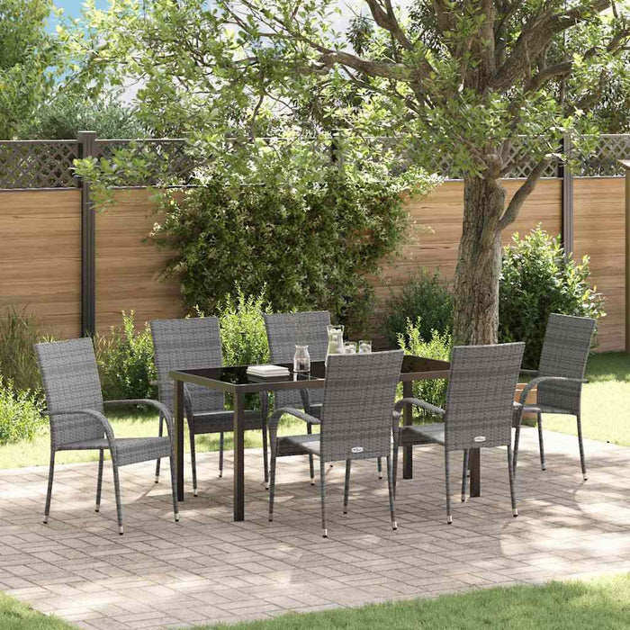 Set de masă pentru grădină 7 pcs Gri Oțel vopsit electrostatic - WALTI WALTI