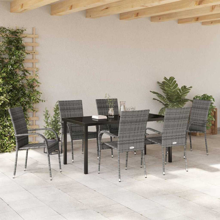 Set de masă pentru grădină 7 pcs Gri Oțel vopsit electrostatic - WALTI WALTI