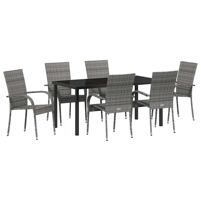 Set de masă pentru grădină 7 pcs Gri Oțel vopsit electrostatic - WALTI WALTI