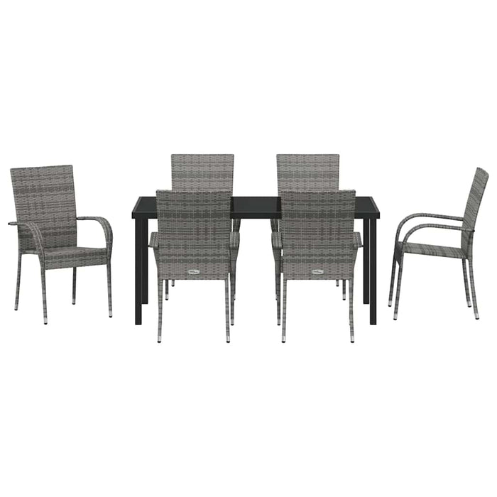 Set de masă pentru grădină 7 pcs Gri Oțel vopsit electrostatic - WALTI WALTI