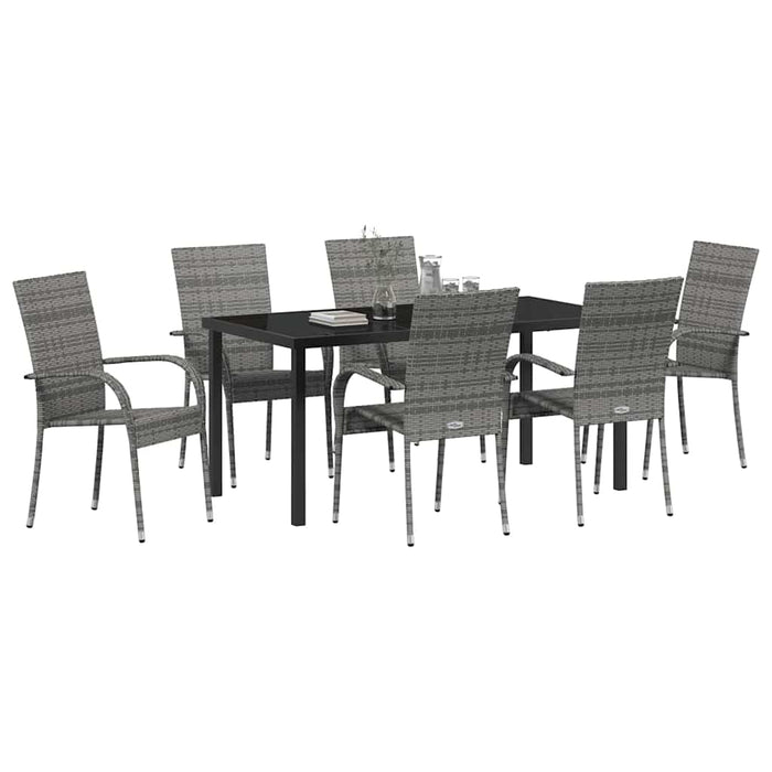 Set de masă pentru grădină 7 pcs Gri Oțel vopsit electrostatic - WALTI WALTI