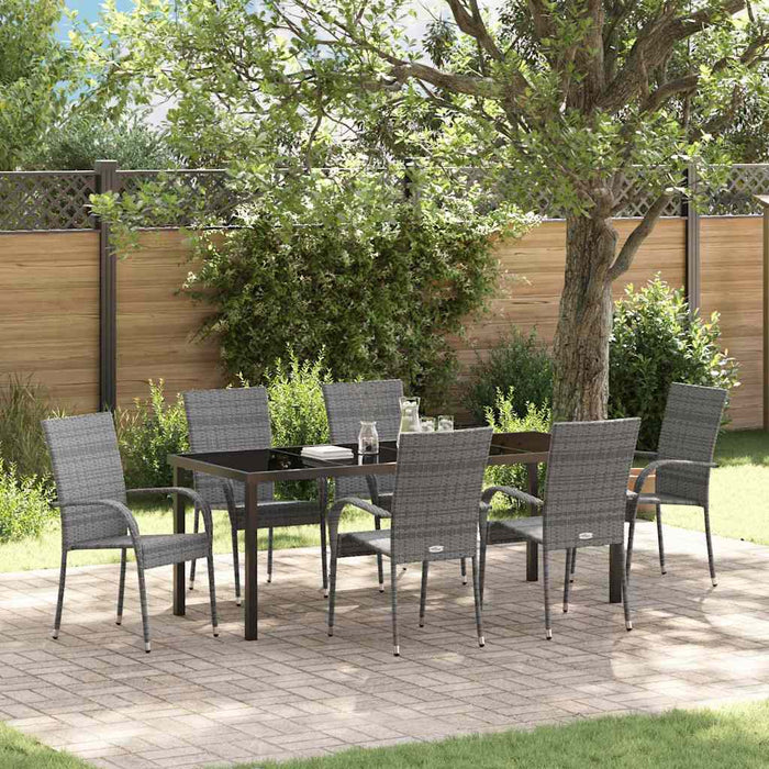 Set de masă pentru grădină 7 pcs Gri Oțel vopsit electrostatic - WALTI WALTI