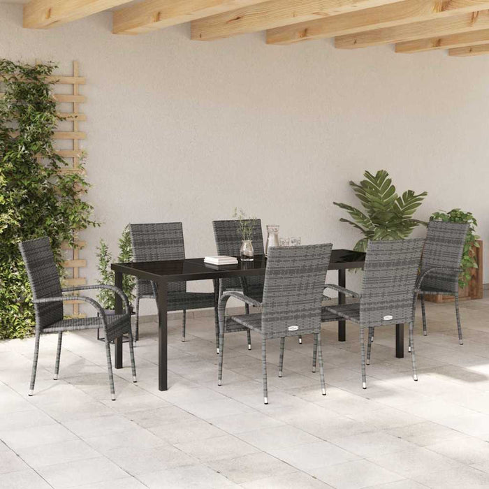 Set de masă pentru grădină 7 pcs Gri Oțel vopsit electrostatic - WALTI WALTI