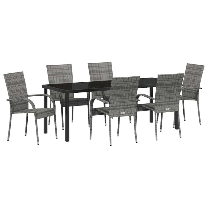Set de masă pentru grădină 7 pcs Gri Oțel vopsit electrostatic - WALTI WALTI