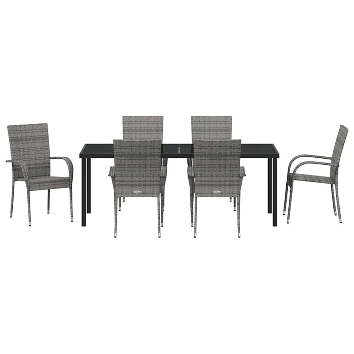 Set de masă pentru grădină 7 pcs Gri Oțel vopsit electrostatic - WALTI WALTI