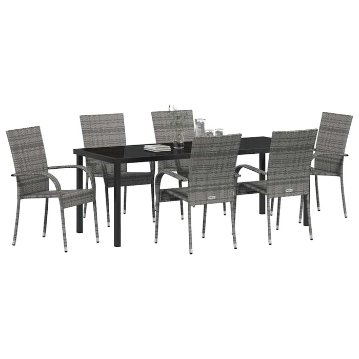 Set de masă pentru grădină 7 pcs Gri Oțel vopsit electrostatic - WALTI WALTI