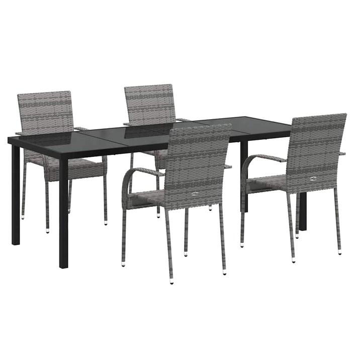 Set de masă pentru grădină 5 pcs Gri Oțel vopsit electrostatic - WALTI WALTI