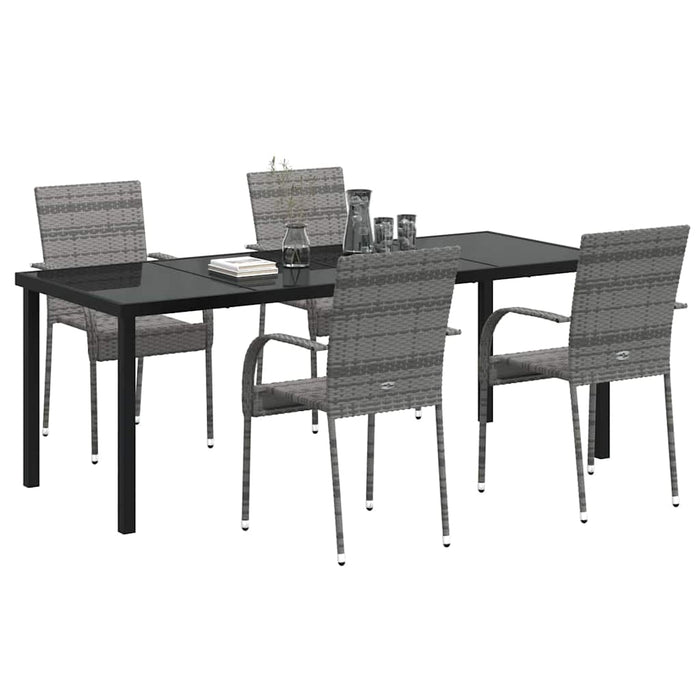 Set de masă pentru grădină 5 pcs Gri Oțel vopsit electrostatic - WALTI WALTI