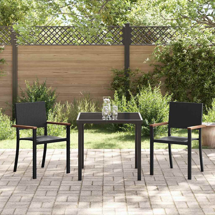 Set de masă pentru grădină 3 pcs Negru Rattan poli - WALTI WALTI