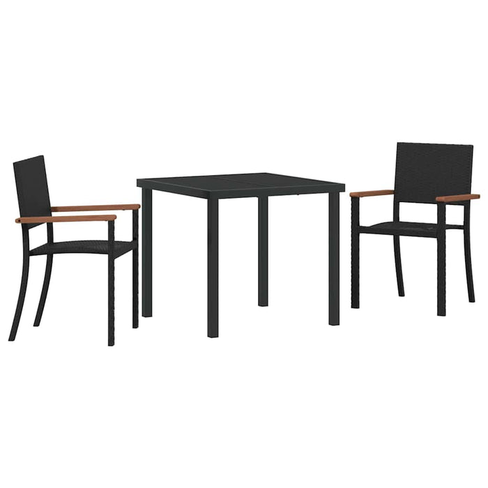 Set de masă pentru grădină 3 pcs Negru Rattan poli - WALTI WALTI