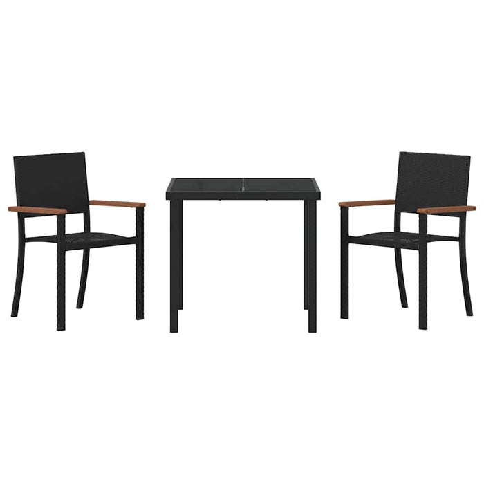 Set de masă pentru grădină 3 pcs Negru Rattan poli - WALTI WALTI