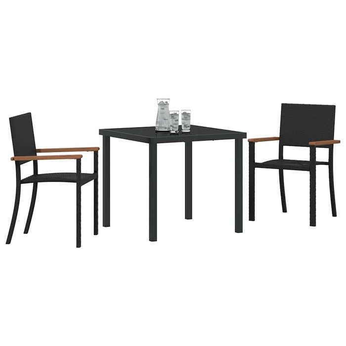 Set de masă pentru grădină 3 pcs Negru Rattan poli - WALTI WALTI