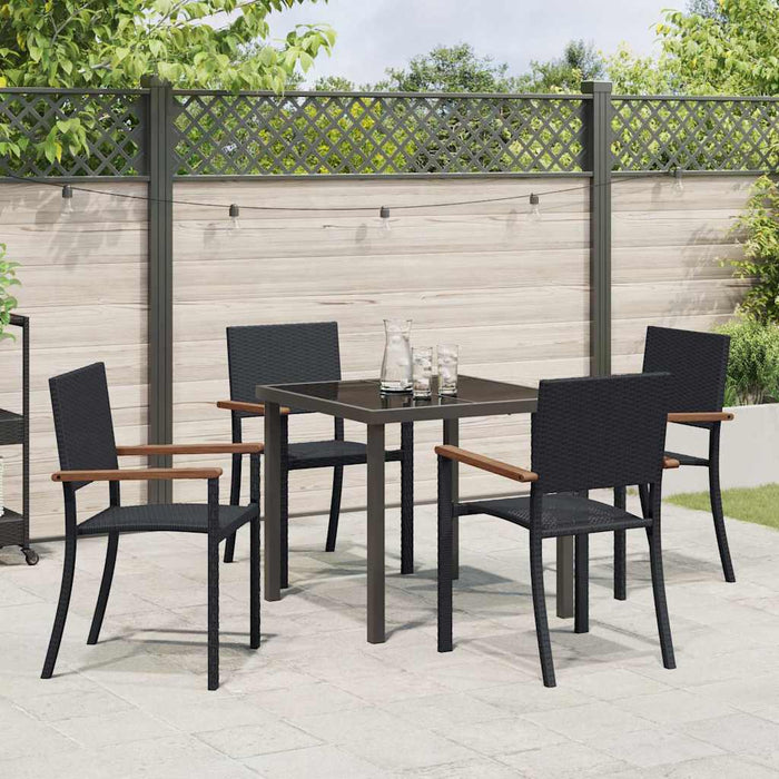 Set de masă pentru grădină 5 pcs Negru Rattan poli - WALTI WALTI