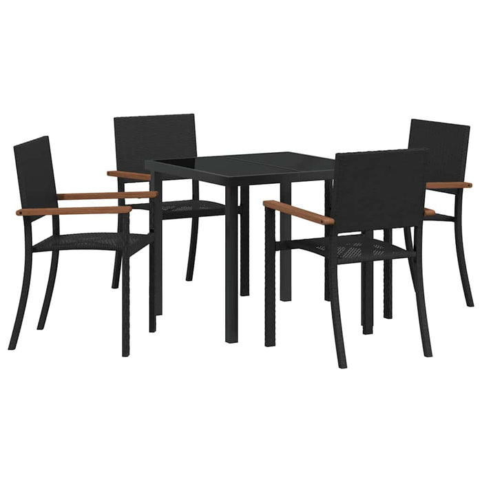 Set de masă pentru grădină 5 pcs Negru Rattan poli - WALTI WALTI