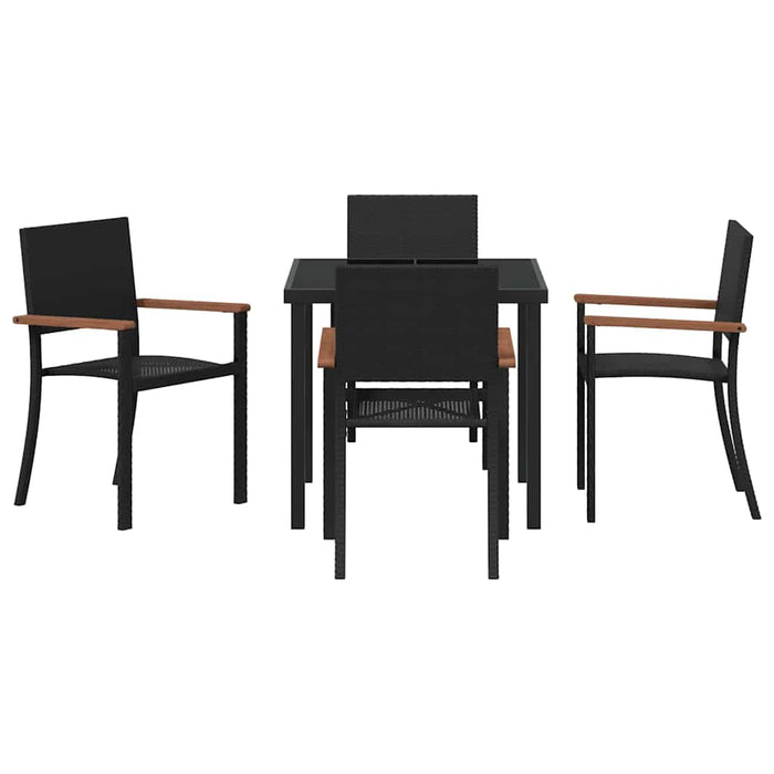 Set de masă pentru grădină 5 pcs Negru Rattan poli - WALTI WALTI