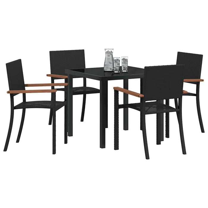 Set de masă pentru grădină 5 pcs Negru Rattan poli - WALTI WALTI