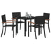 Set de masă pentru grădină 5 pcs Negru Rattan poli - WALTI WALTI