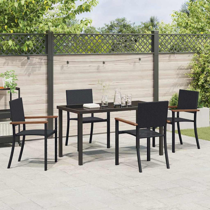 Set de masă pentru grădină 5 pcs Negru Rattan poli - WALTI WALTI
