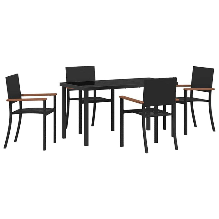 Set de masă pentru grădină 5 pcs Negru Rattan poli - WALTI WALTI