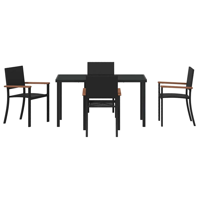 Set de masă pentru grădină 5 pcs Negru Rattan poli - WALTI WALTI