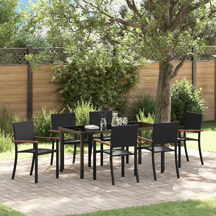 Set de masă pentru grădină 7 pcs Negru WALTI