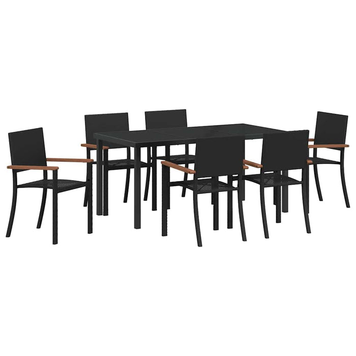 Set de masă pentru grădină 7 pcs Negru WALTI