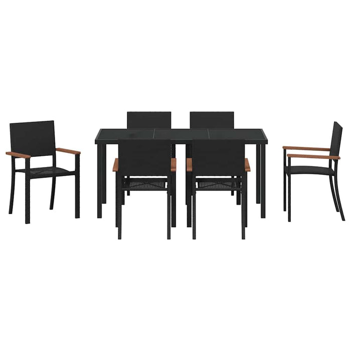 Set de masă pentru grădină 7 pcs Negru WALTI