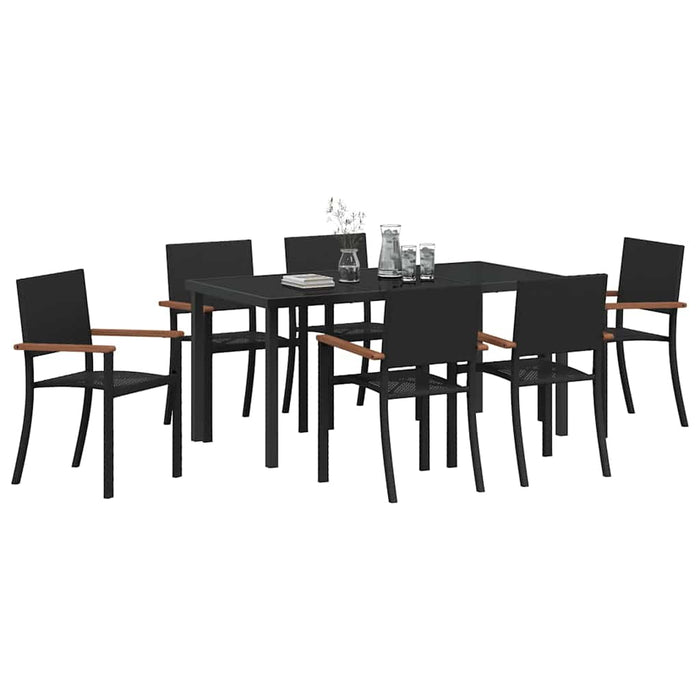 Set de masă pentru grădină 7 pcs Negru WALTI