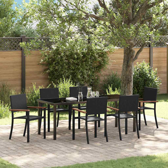 Set de masă pentru grădină 7 pcs Negru - WALTI WALTI