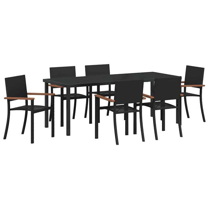 Set de masă pentru grădină 7 pcs Negru - WALTI WALTI