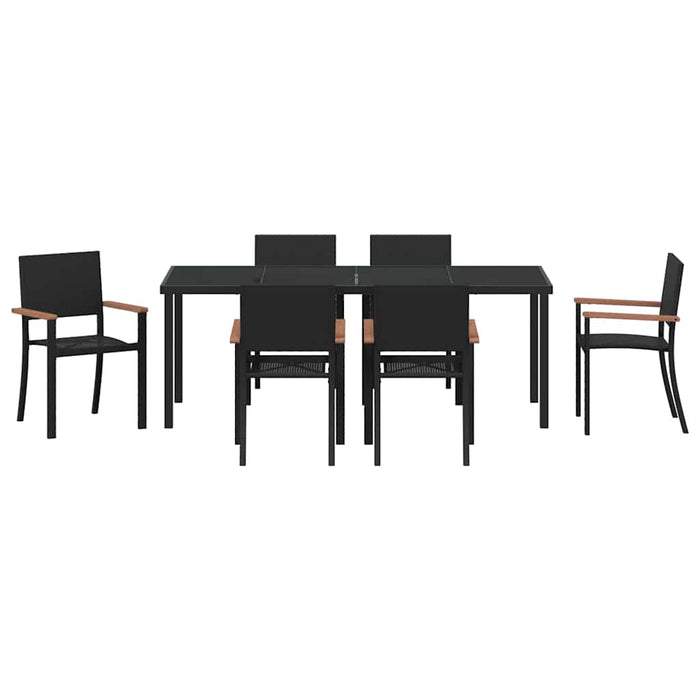 Set de masă pentru grădină 7 pcs Negru - WALTI WALTI